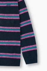 Jeep Navy Blue Striped Cotton Sweater – 100% Cotton | Winter Wear for Kids