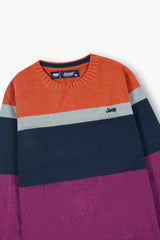 Jeep Multicolor Block Cotton Sweater – 100% Cotton | Cozy Winter Wear for Kids