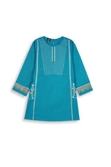 Teal Blue Embroidered Cotton Suit for Girls | 3-Piece Eastern Outfit