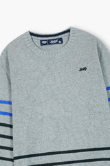 Jeep Grey Striped Cotton Sweater – 100% Cotton | Warm Winter Wear for Kids