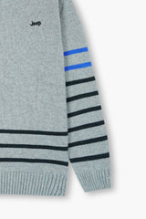 Jeep Grey Striped Cotton Sweater – 100% Cotton | Warm Winter Wear for Kids
