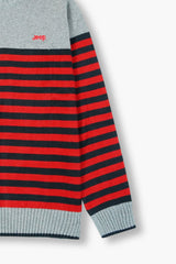 Jeep Grey &  Red Striped Cotton Sweater – 100% Cotton | Warm Winter Wear for Kids