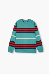 Jeep Aqua Blue Striped Cotton Sweater – 100% Cotton | Cozy Winter Wear for Kids