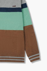 Jeep Brown & Mint Color Block Cotton Sweater – 100% Cotton | Premium Winter Wear for Kids