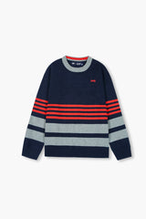 Jeep Navy Blue & Grey Striped Cotton Sweater – 100% Cotton | Cozy Winter Wear for Kids