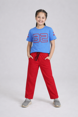 Kids' "Star 92" Athletic Co-ord Set – Light Blue & Red