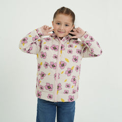 Girls Premium Quality All-Over Printed Puffer Zipper Hoodie Jacket