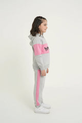 Butterfly Love Girls Winter Tracksuit | 100% Cotton Fleece | Pink Quilted Panels