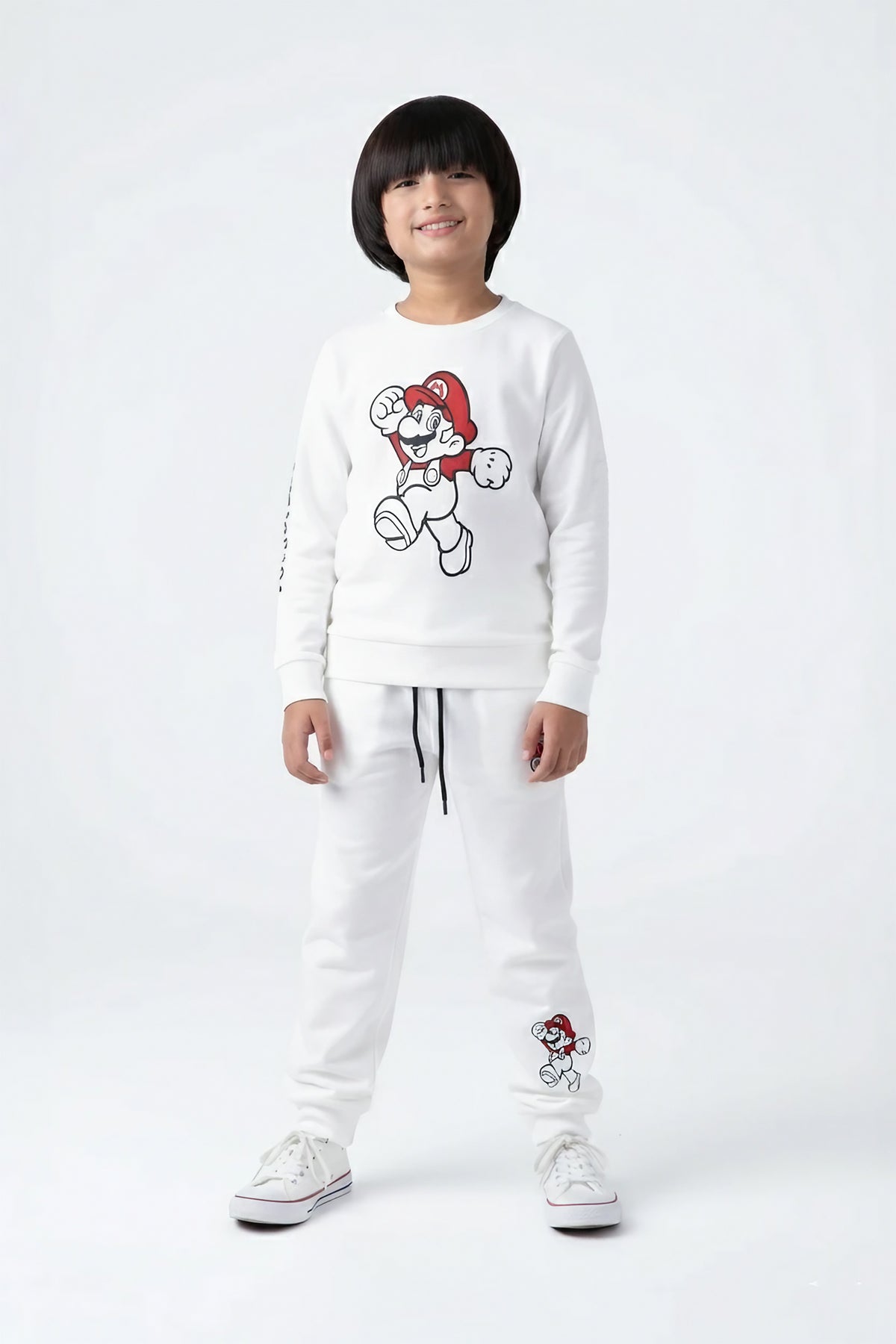 Super Mario Kids Tracksuit – White | 100% Cotton Terry