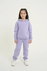 Kids Quilted Lilac Tracksuit | 2-Piece Hoodie & Jogger Set | Winter Cotton Outfit