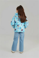 Frozen Kids Puffer Jacket | Winter Hooded Coat with Elsa, Anna & Olaf Print