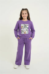 Kids Purple Tom & Jerry Fleece Tracksuit – 100% Cotton Fleece