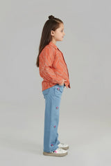 Jacquard Fabric Embroidered Shirt – Terracotta Orange | Onion Outfits