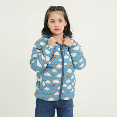 Girls Premium Quality All-Over Printed Puffer Zipper Hoodie Jacket