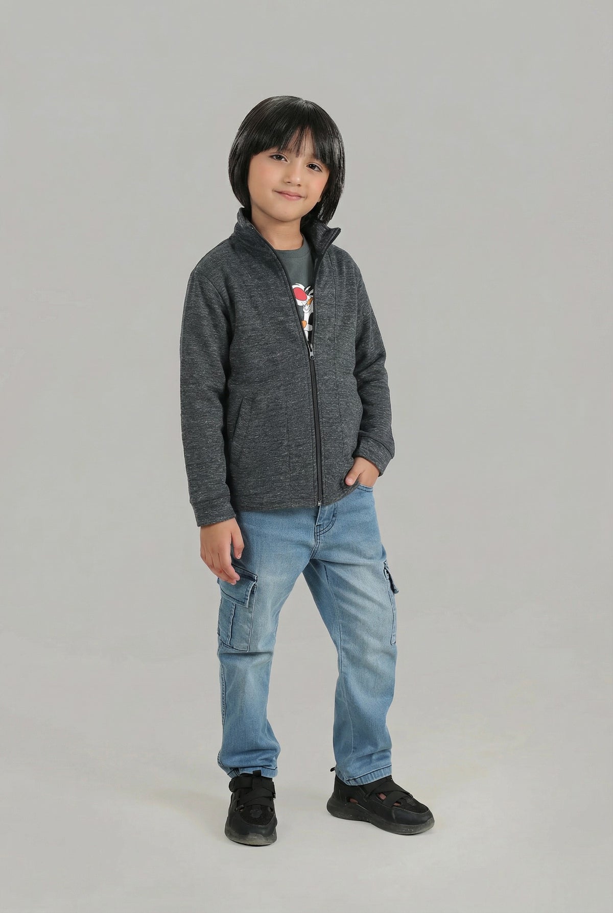 Kids’ Zip-Up Interlock Sports Jacket – Soft, Durable, and Stylish
