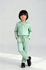 Mint Green Jacquard Cotton Suit | 100% Cotton