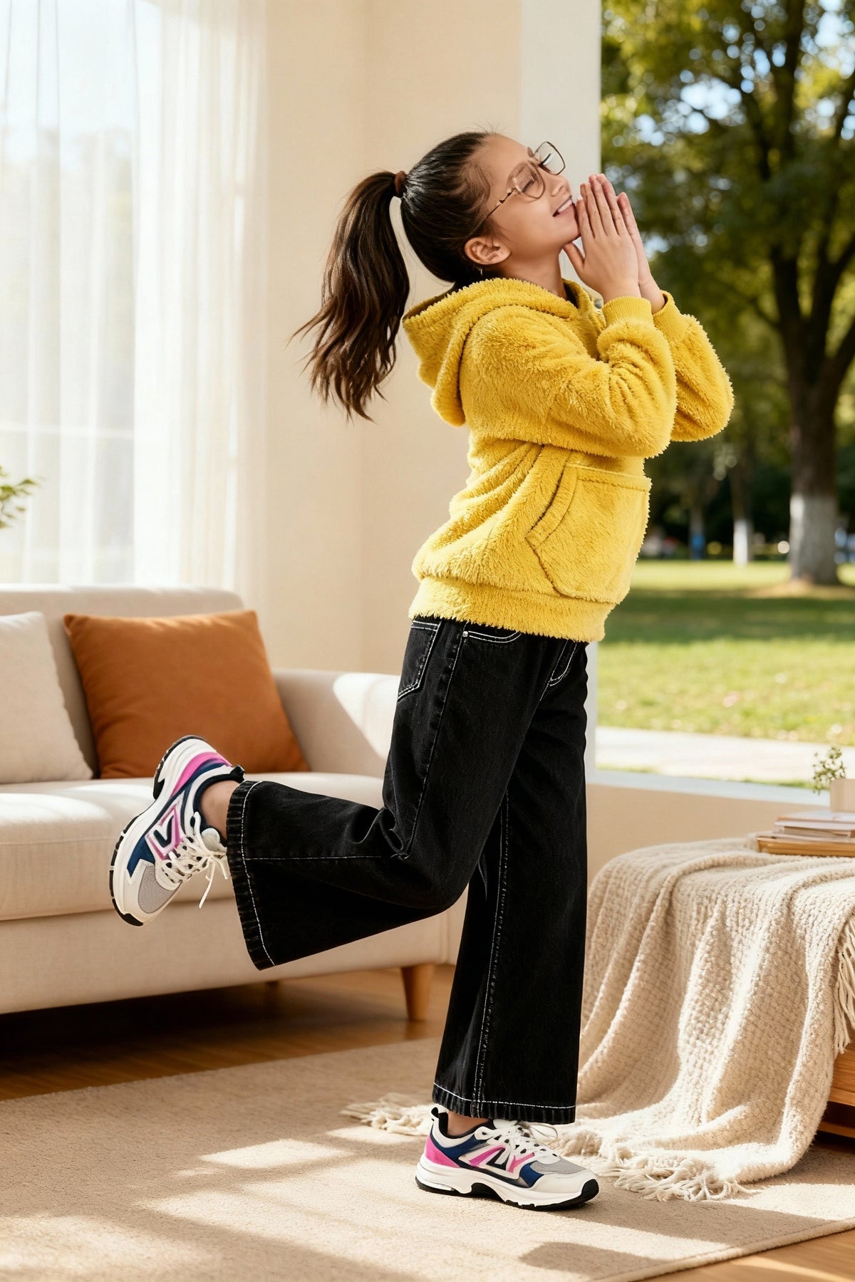 Mustard Teddy Fur Hoodie – Ultra Soft & Cozy Winter Wear