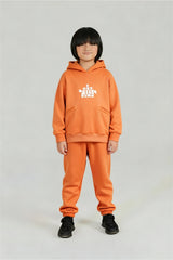 Burnt Orange Fleece Tracksuit – Cozy Winter Hoodie & Jogger Set for Kids