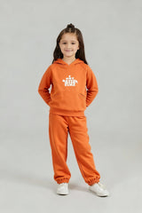 Burnt Orange Fleece Tracksuit – Cozy Winter Hoodie & Jogger Set for Kids