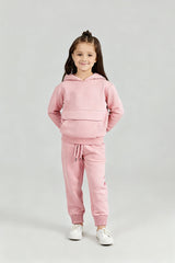 Pink Quilted Hoodie Tracksuit | Cozy Winter Wear for Kids