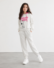 Girls Grey Cotton Fleece Hoodie & Jogger Tracksuit – Pink Trim | Kids Winter 2-Piece Set