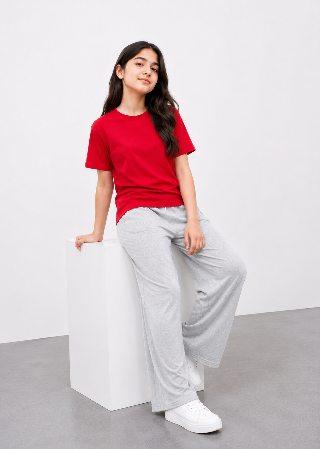 Girls Classic Red Cotton T-Shirt