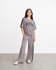 Girls Boston Printed Co-Ord Set | Oversized Tee with Flared Pants