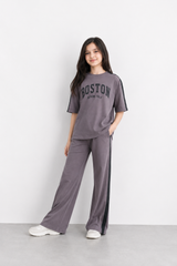 Girls Boston Printed Co-Ord Set | Oversized Tee with Flared Pants
