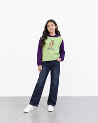 Girls Short Body Soft Cotton Embroidered Fleece Hoodie