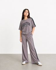 Girls Boston Printed Co-Ord Set | Oversized Tee with Flared Pants