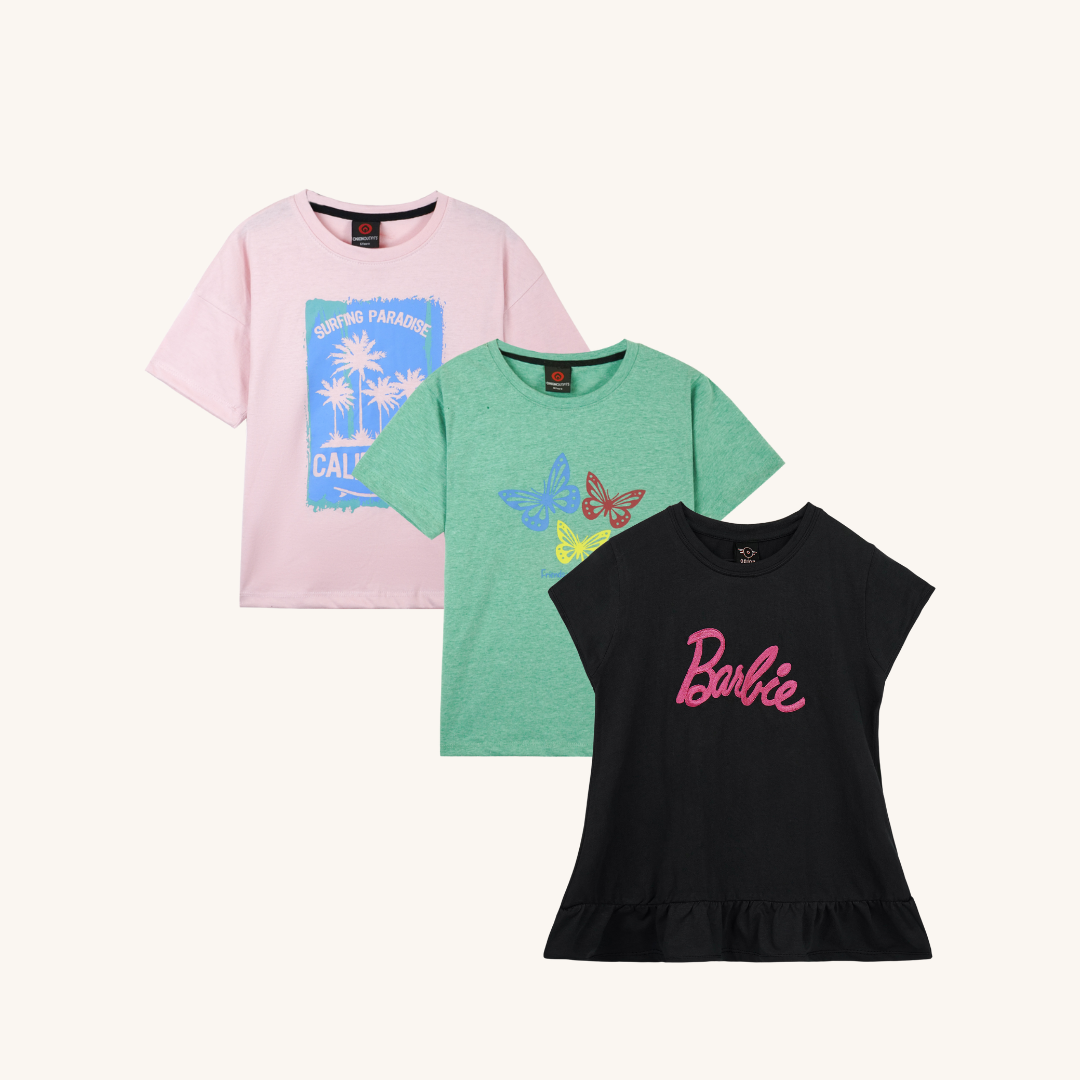Combo of 3 Girls T shirts Oversize Butterfly