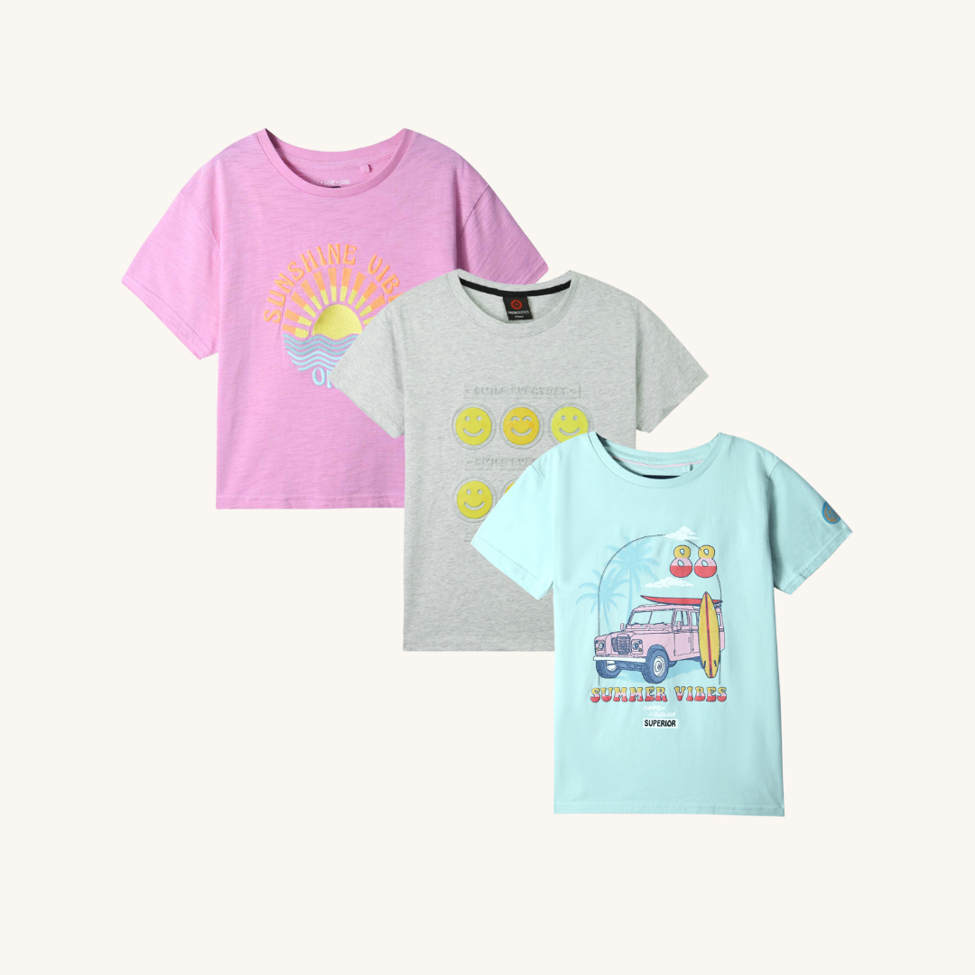 Combo of 3 Girls T shirts 4 Years to 14 Years