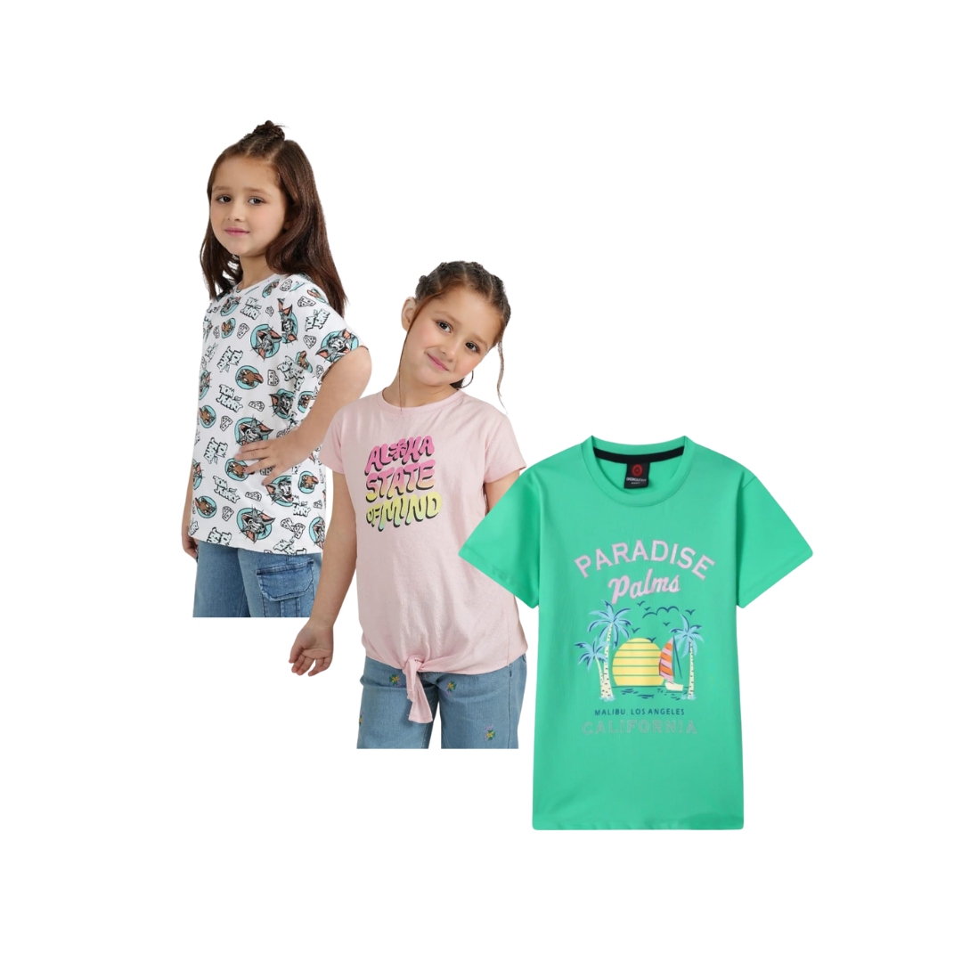 Combo of 3 Girls T shirts FrontKnot