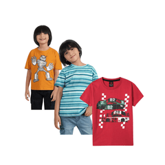 Combo of 3 Boys T shirts Stripe and Cars