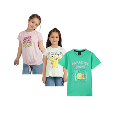 Combo of 3 Girls T shirts Pikachu and frontknot