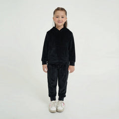 Kids Velvet Tracksuit – Black