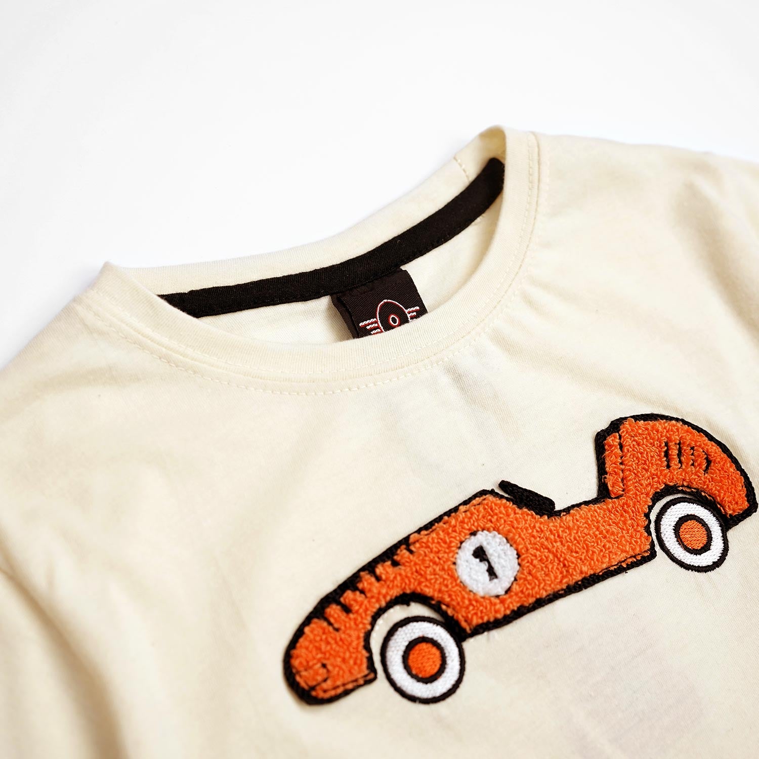 Boys Pure Cotton Racing Car Borg Embroidery  T-Shirt