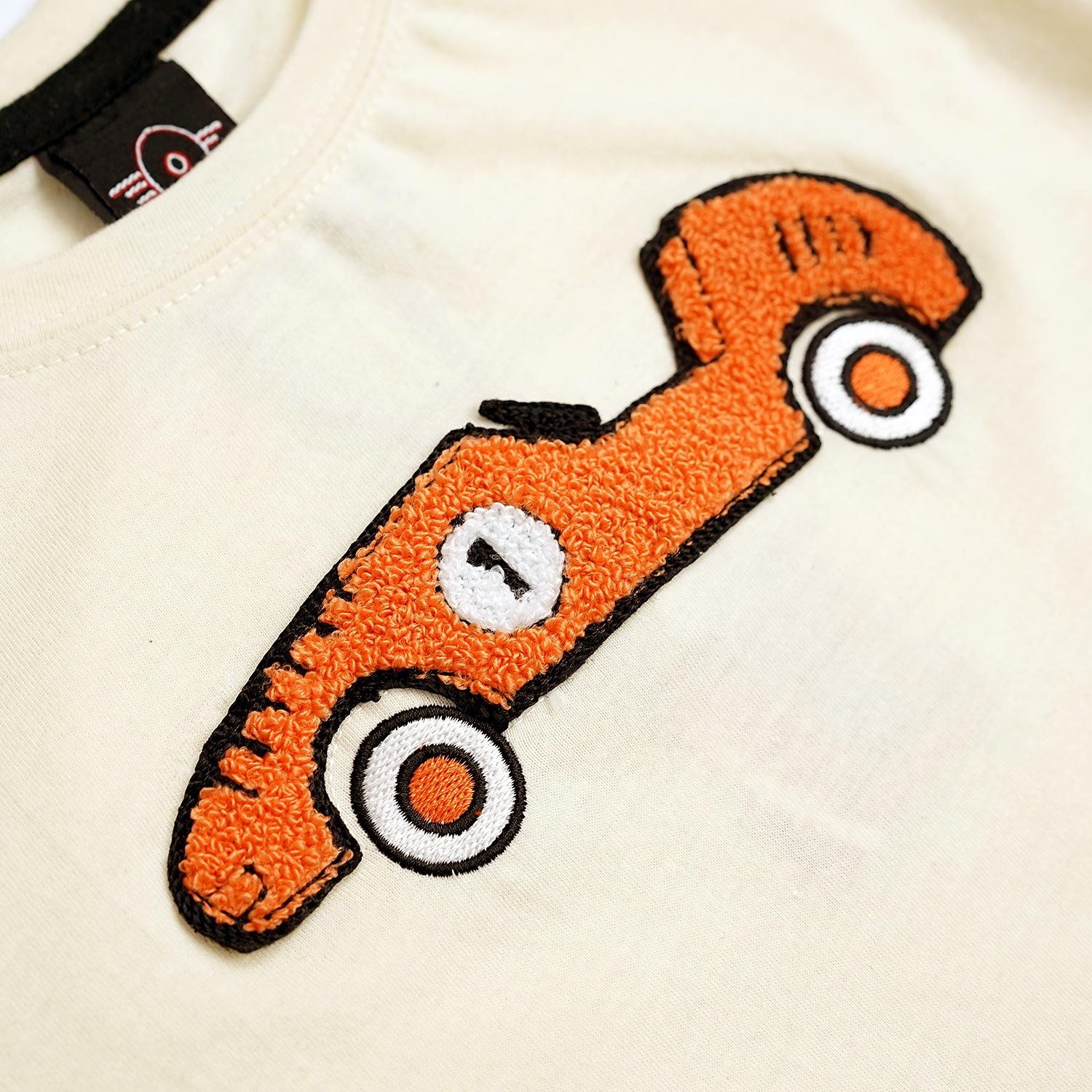 Boys Pure Cotton Racing Car Borg Embroidery  T-Shirt
