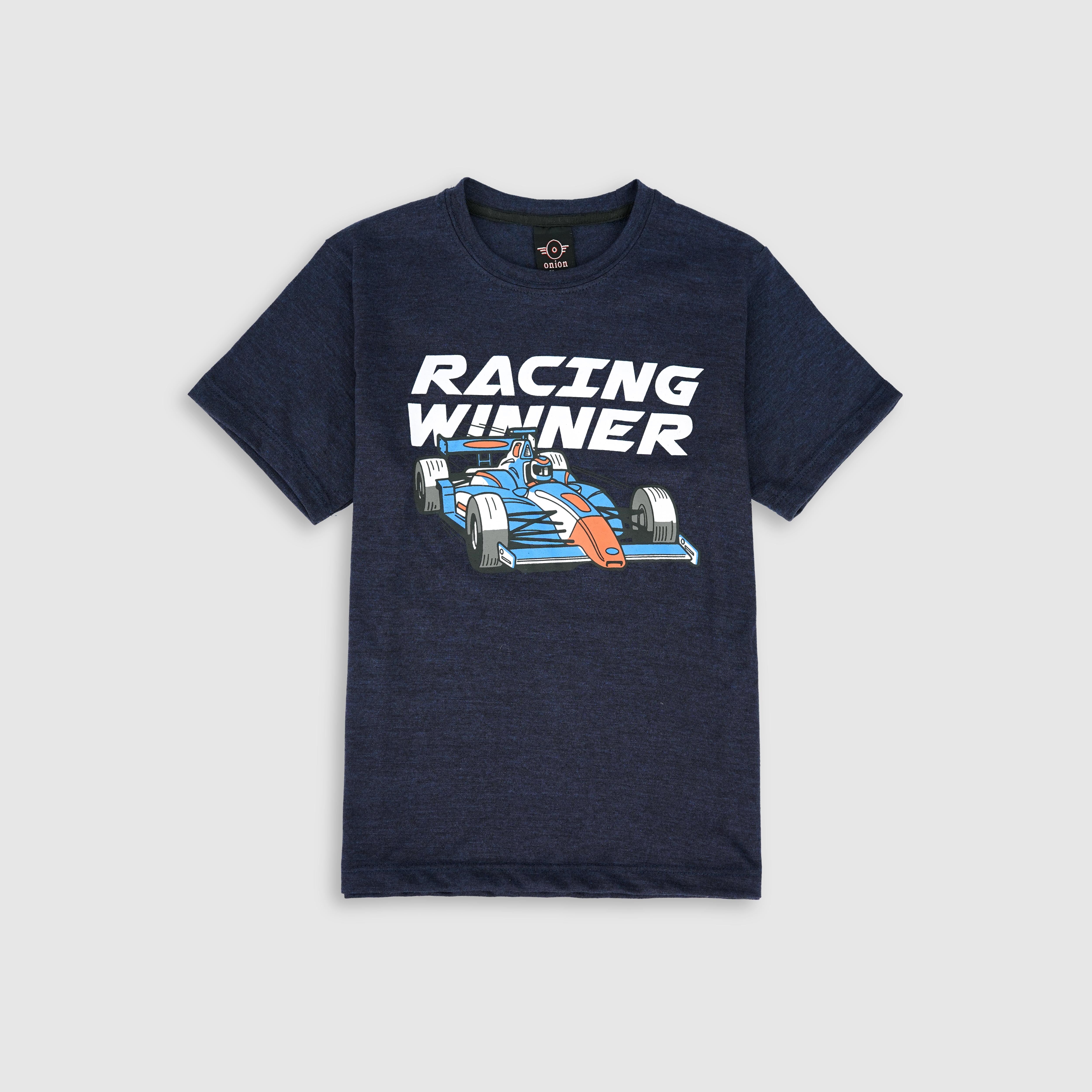 Boys Pure Cotton "Racing Winner" Graphic T-Shirt