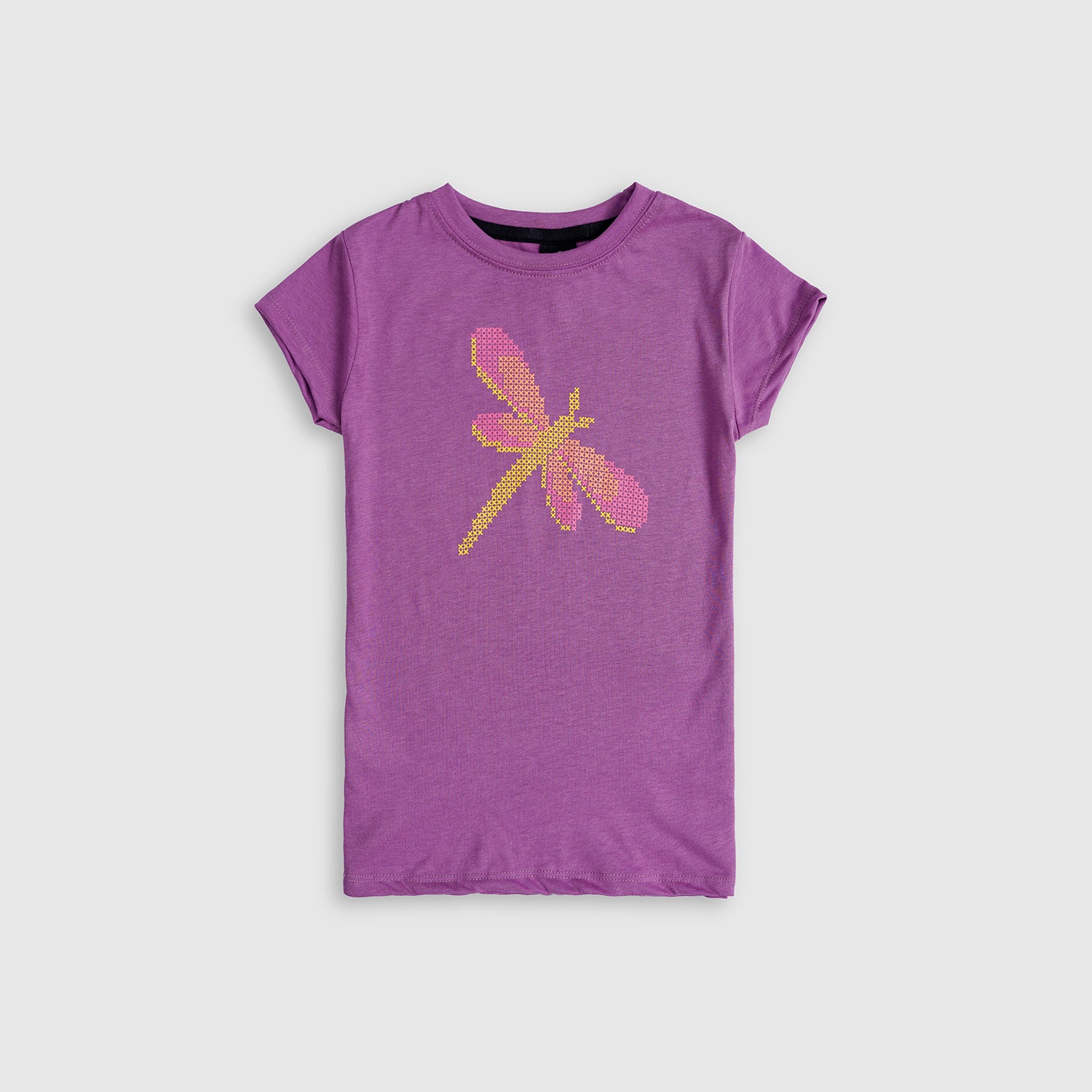Girls Soft Cotton Printed Purple T-Shirt
