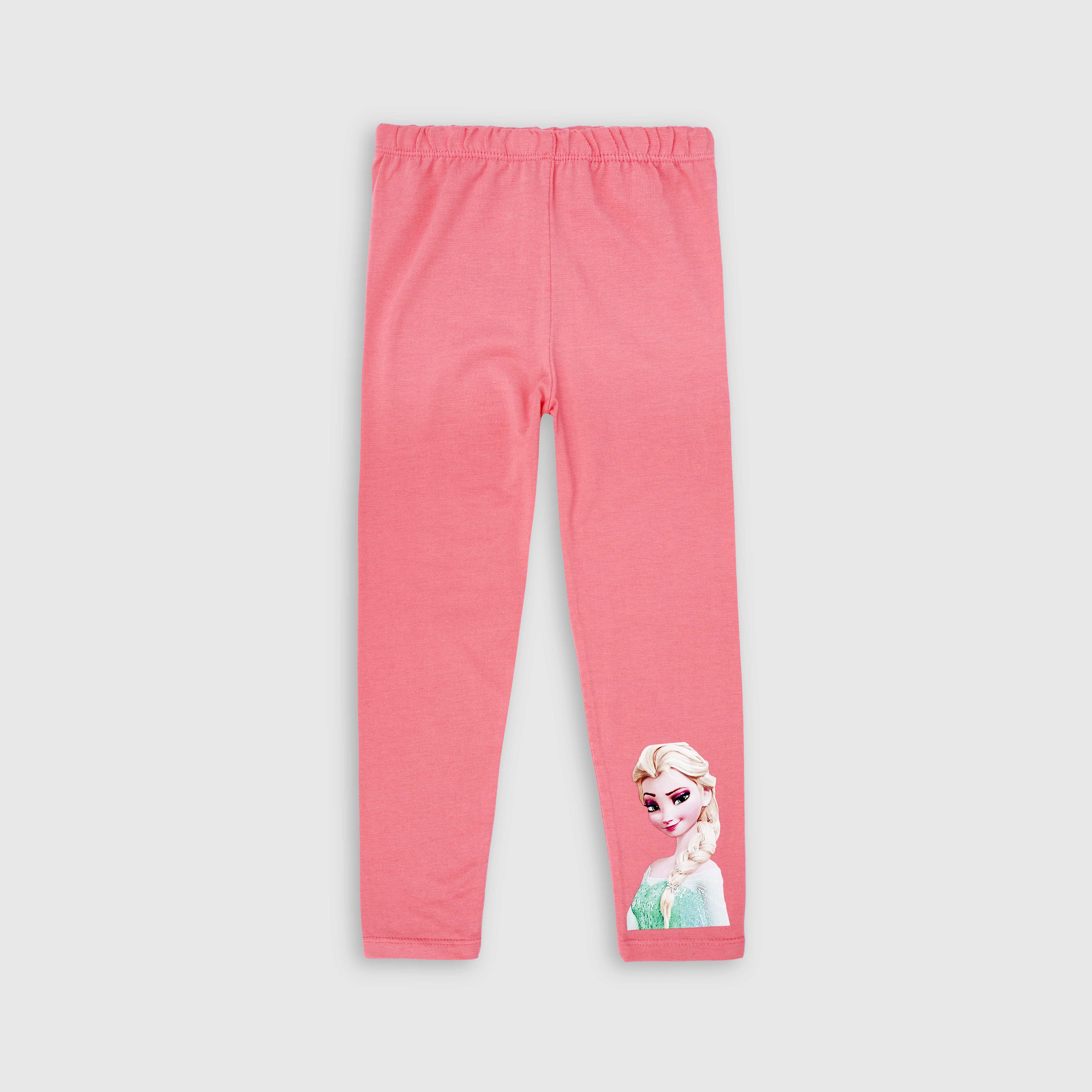 Girls Soft Cotton Printed Pink Leggings