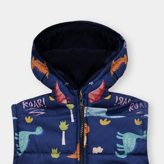 Kids Premium Quality All-Over Printed Sleeveless Puffer Zipper Hoodie Jacket