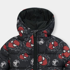 Kids Premium Quality All-Over Spidermen Printed Puffer Zipper Hoodie Jacket