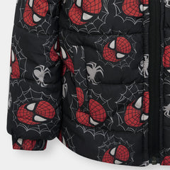 Kids Premium Quality All-Over Spidermen Printed Puffer Zipper Hoodie Jacket