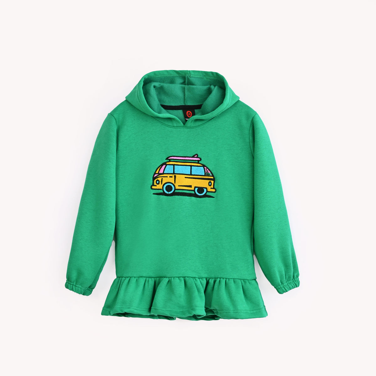 Girls Soft Cotton Embroidered Frill Hoodie