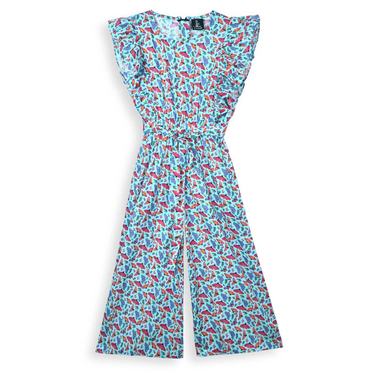 Fashion All Over Digital Printed Soft Cotton Frill Jumpsuit