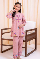 Pink Embroidered Kurta & Pant Set for Girls