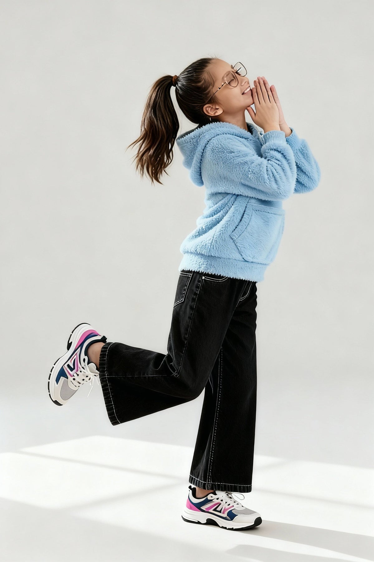 Skyblue Teddy Fur Hoodie – Ultra Soft & Cozy Winter Wear