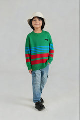 Jeep Striped Green Cotton Sweater – 100% Cotton | Winter Wear for Kids