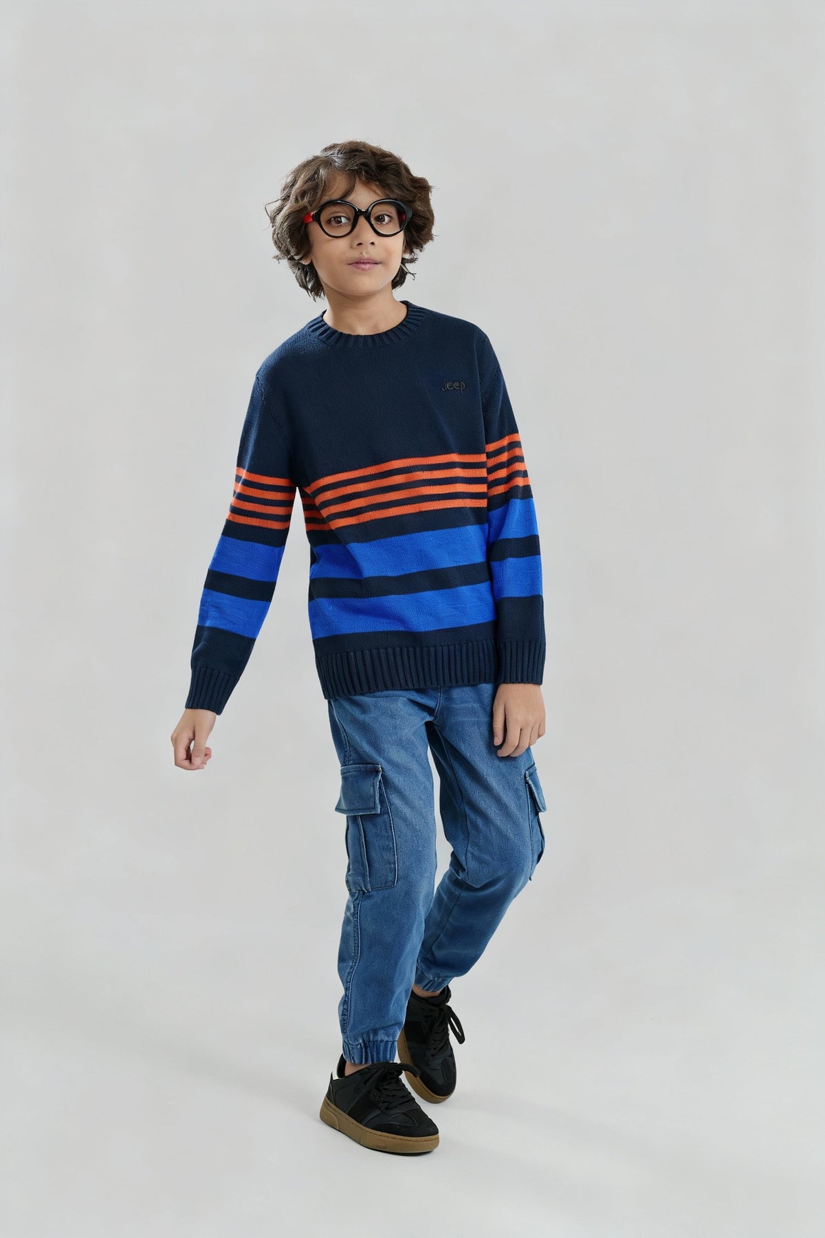 Keep Navy Blue Striped Cotton Sweater – 100% Cotton | Winter Wear for Kids